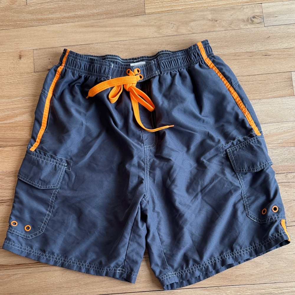 Gray and Orange Swim Shorts trunks